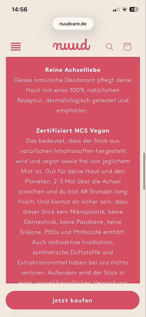 Sonstige Körperpflege: Nuud - veganer Deo – Neu und originalverpackt aus Bern von Nstoff 3