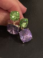Jolies boucles d’oreilles pierres cristal 2,1cm X1,2 c
