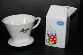 Porzellan Kaffeeset, Milchkanne "Valflora" & Melitta Filter