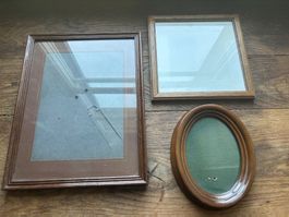 Vintage Bilderrahmen Holz 3er Set oval rechteckig