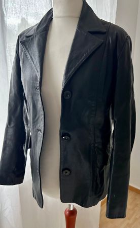 Wie neu: Übergangsjacke Jacke Lederjacke, schwarz, Damen, S