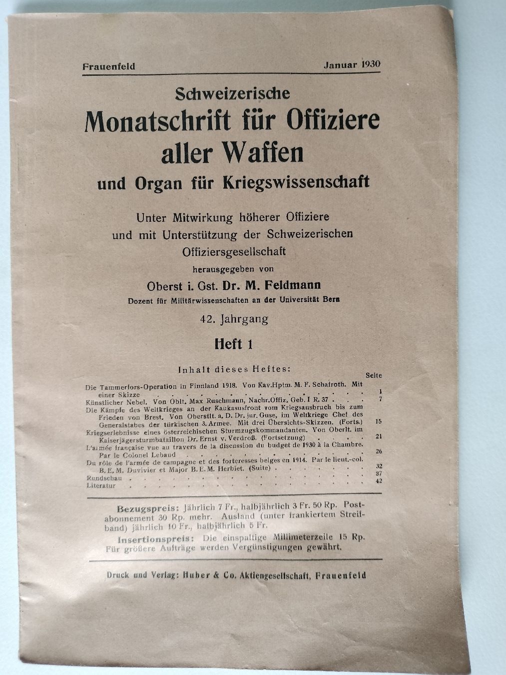 Riviste & Magazine: Antike Schweizer Armee Militär Zeitschrift 1930 – Usato da Schwanden Sigrisw venduto da cadieux71