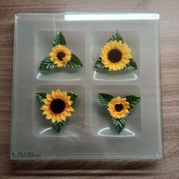 Glasuntersetzer mit Sonnenblumen