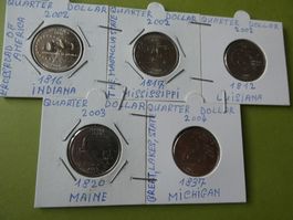 USA 2002/2004,  5 Quarter-Dolllars unzikuliert