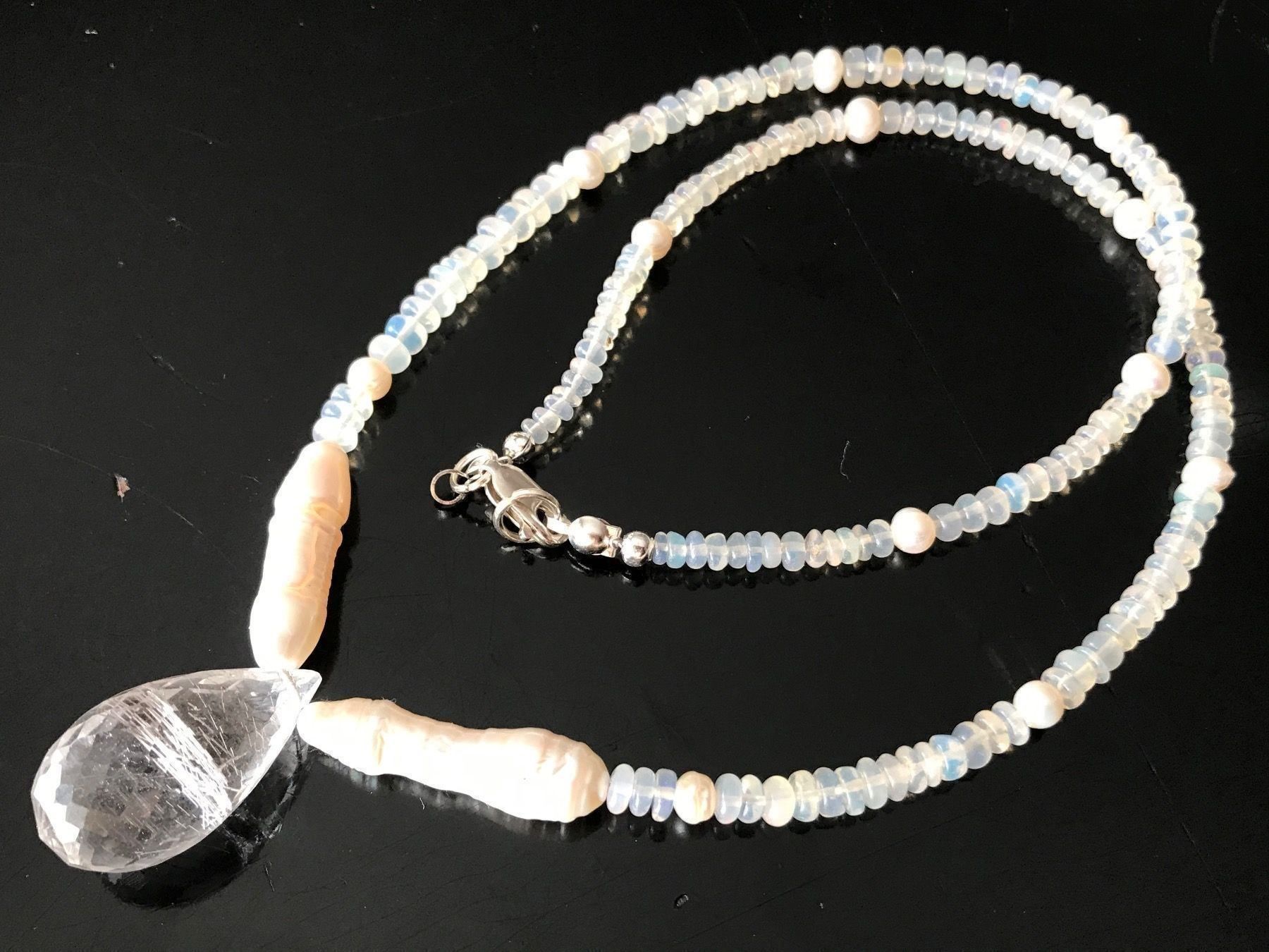 Ketten: Opal, Rutilquarz, Keshiperlen Kette NEU – Neu (gemäss Beschreibung) aus Basel von Chili007 3