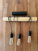 Holz-Hängelampe mit 3 Edison-Glühbirnen - Industrial Design!