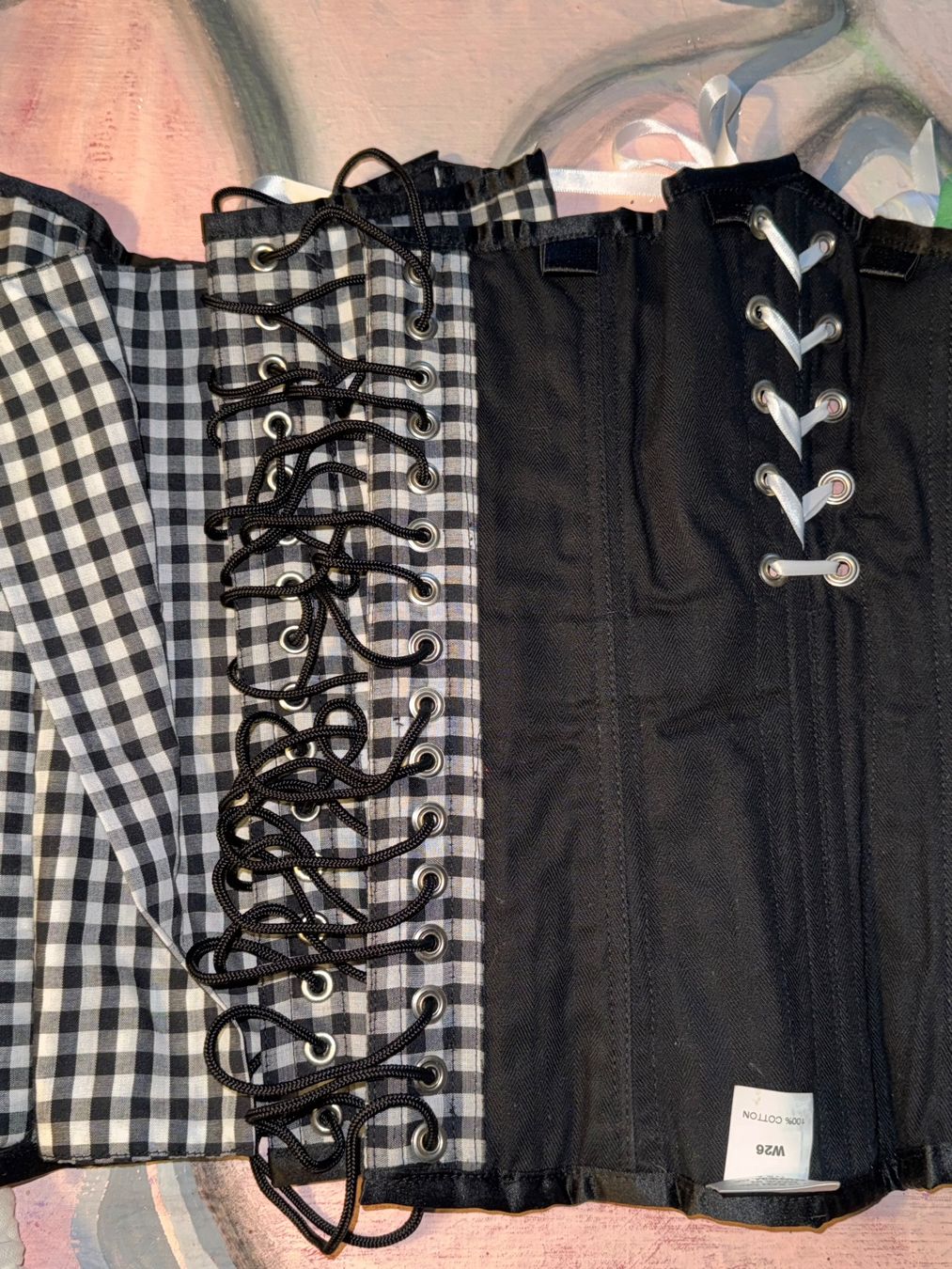 Sonstige Unterwäsche: Bespoke B&W Gingham Cotton Belt-Corset size 40 – Gebraucht aus Birsfelden von Brut 6