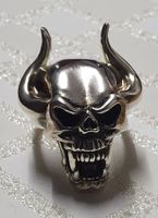 Neu: massiver Teufelschädel Ring Gr. 69 / 51 Gramm / Silber