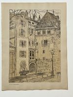 Lithografie HC Forestier Tour Baudet Genf Genève 1901
