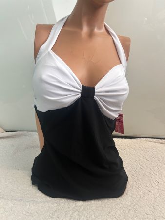 Top Trendig Schwarz Weiß Neckholder Gr L NEU Gratis Versand