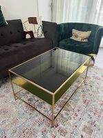 Nordal Decadent Couchtisch Gold mit Rauchglas 90 × 60 cm