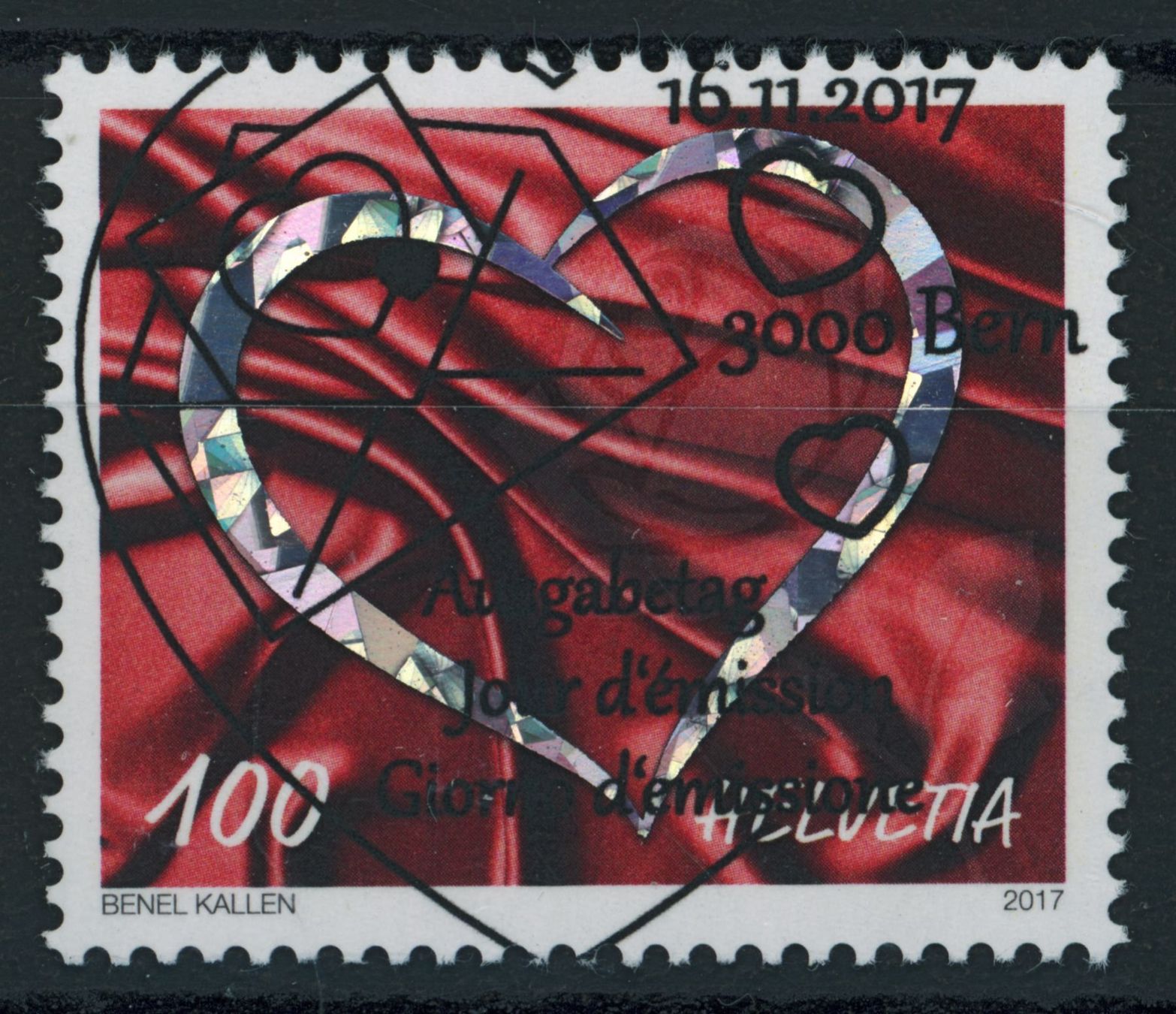 Tutti i francobolli: 2017 - Liebe - Ersttag Voll Stempel ET – Usato da Schindellegi venduto da leecollect