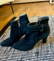 NavyBoot Damen Wildleder Stiefeletten schwarz mit Absatz