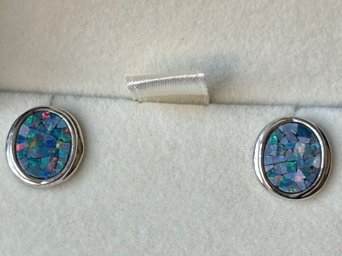 Orecchini pendenti & Orecchini a lobo: Opal-Mosaik Ohrstecker, Silber 925 – Nuovo (secondo la descrizione) da Brugg AG venduto da lau_9rvy 3