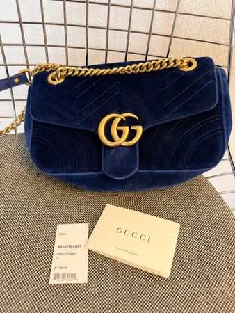 Gucci Marmont Bag Cobalt Blue Velvet