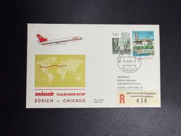 Swissair Erstflugbrief Zürich-Chicago 1984