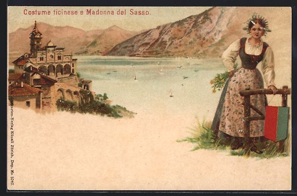 Cartoline postali: Litho Schweiz, Costume ticinese e Madonn – Usato da Berlin venduto da bartko-reher
