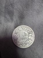 1 Fr. 1880 Helvetia Münze Silber guter Zustand