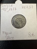 Pièce Suisse 1/2 Fr 1877 Argent Rare Bon état