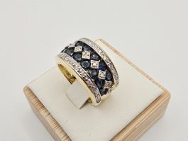 Gold Ring Saphire Brillanten 18KT 750 Gold Gr 50