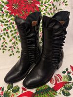 Schicke Winter Stiefeletten mit Rüschen Gr 37 Schwarz 27cm