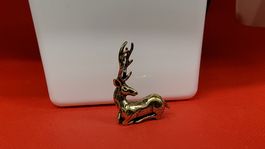 Kleiner Deko Hirsch aus Metall, Goldfarben, Herbstdeko.