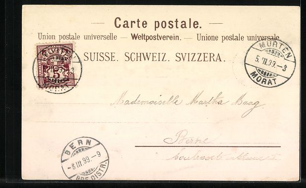 Cartoline postali: Litho Murten, Strassenpartie aus der Vog – Usato da Berlin venduto da bartko-reher 1