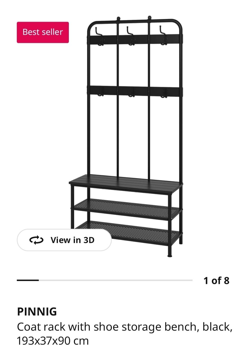 Ikea Porte manteau: IKEA PINNIG coat rack with shoe bench  – Neuf (Voir description) à Hedingen par oli_jhl5 3