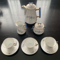 Kaffeeservice J.S. Porzellan blau/gold, antik