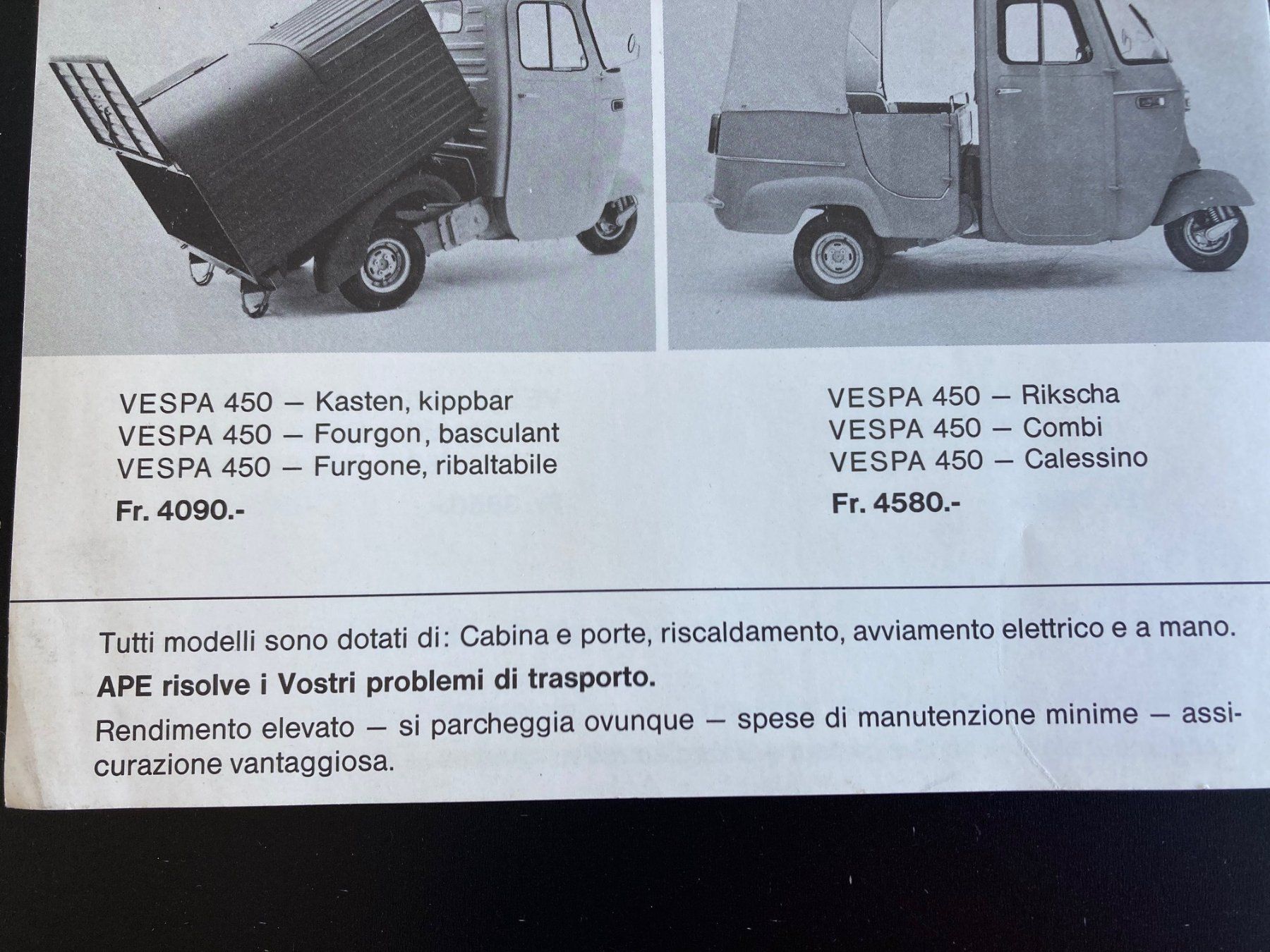 Piaggio Tutti pezzi di ricambio per scooter: Ape Vespa Piaggio Prospekt 1966 – Usato da Dübendorf venduto da vesparazzo 2