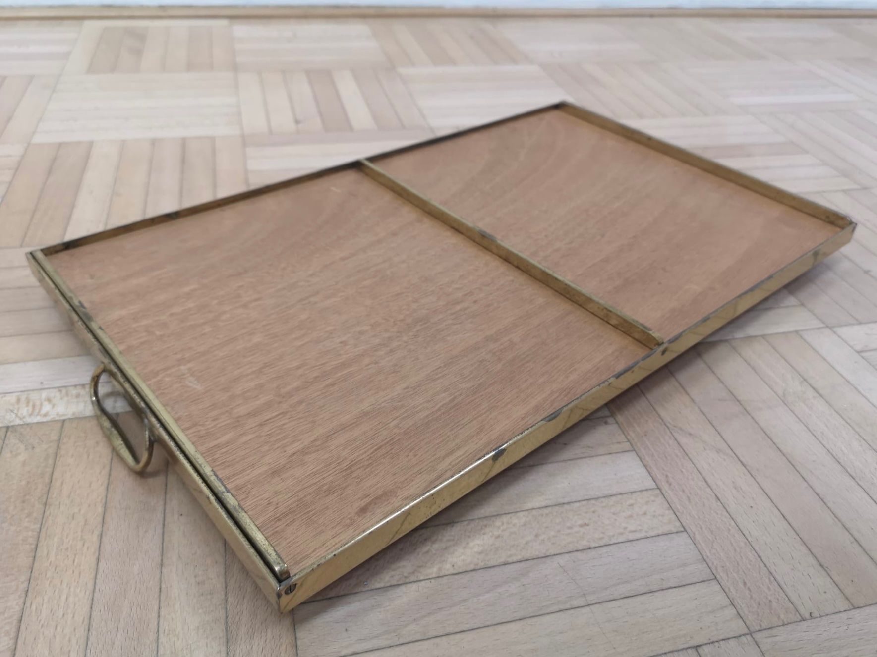 Servierplatten: Mid century Messing Tablett vintage Gläsertablett 50er 60er – Gebraucht aus Zürich von Vintagewiesel 5