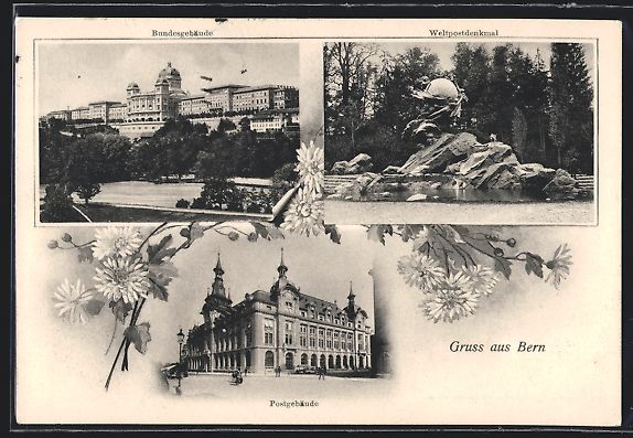 Ansichtskarten: Bern, Bundesgebäude, Weltpostdenkmal un – Gebraucht aus Berlin von bartko-reher