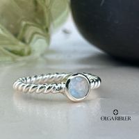 Kordel Ring mit Mondstein – Sterling Silber Ringgrösse 60
