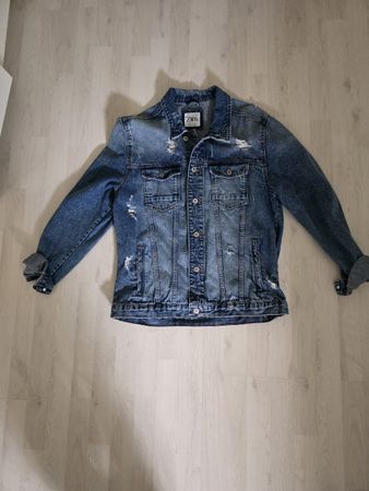 Herren-Jeansjacke mit Rückendruck blau Grösse XL 