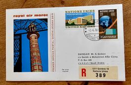 Royal Air Maroc - Erstflug Brief Genève - Jeddah1976