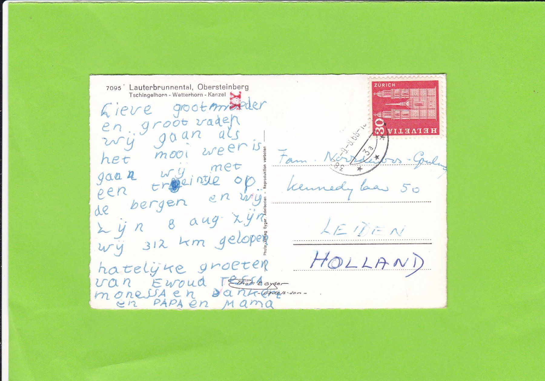 Cartoline postali: Lauterbrunnental, Obersteinberg--E. Gyger – Usato da St. Peterzell venduto da neckertal 1