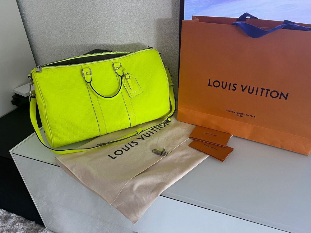 Neon Gelbe Louis Vuitton Tasche Outdoor Leder Business Tasche