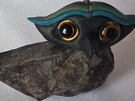 Eule Figur Naturstein Handgemacht siehe Foto wunder schön