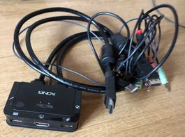 2 Port KVM Switch Lindy für Displayport/USB/Sound