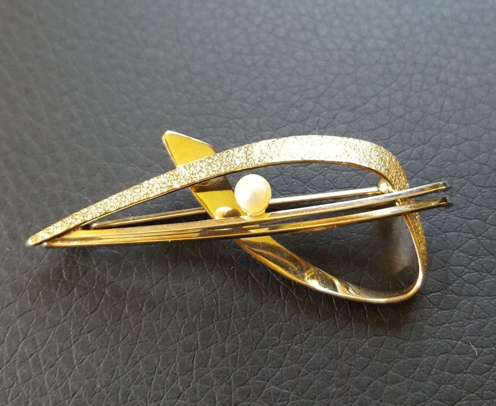 Spille & Fermagli: Gold Broche Mit Perle – Usato da Wald ZH venduto da Dasilver 4