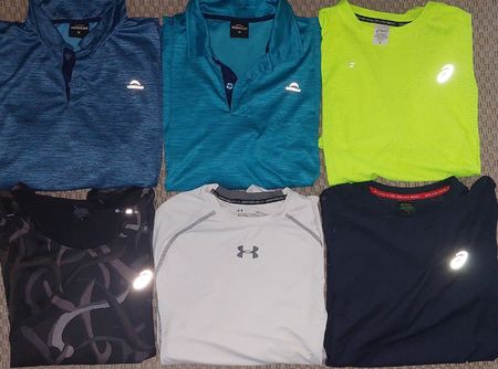 6 Shirts SPORT: ASICS - UNDER ARMOUR Grösse M TOP ZUSTAND