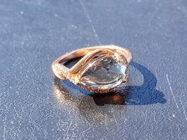 Ring vergoldet 585, size 8 (57), 2.7g, mit Zirkonia