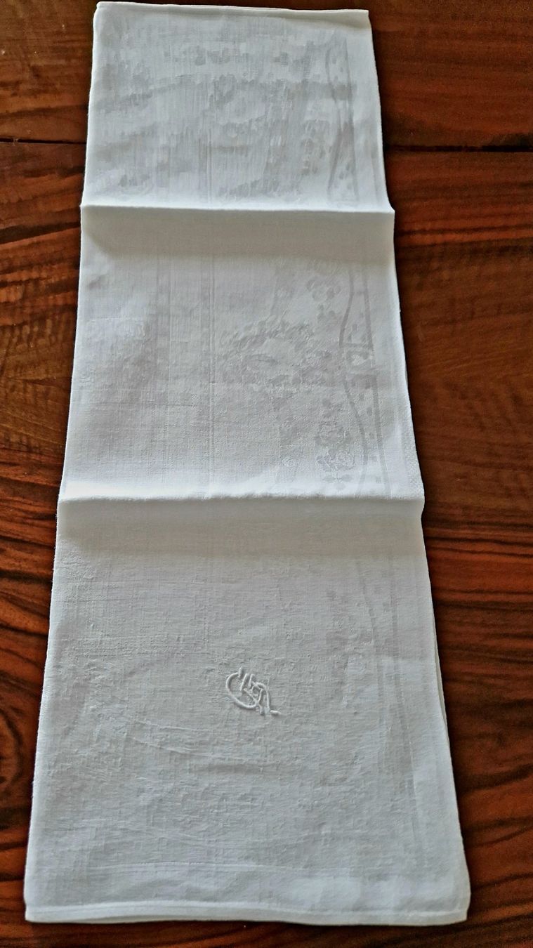 Tovaglioli: Leinedamast Servietten mit Monogramm GF – Nuovo (secondo la descrizione) da Bern venduto da Antikbatik 8