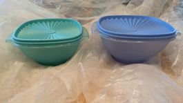 Tupperware Behälter 2 Schüssel mit Sonnendeckel blau grün