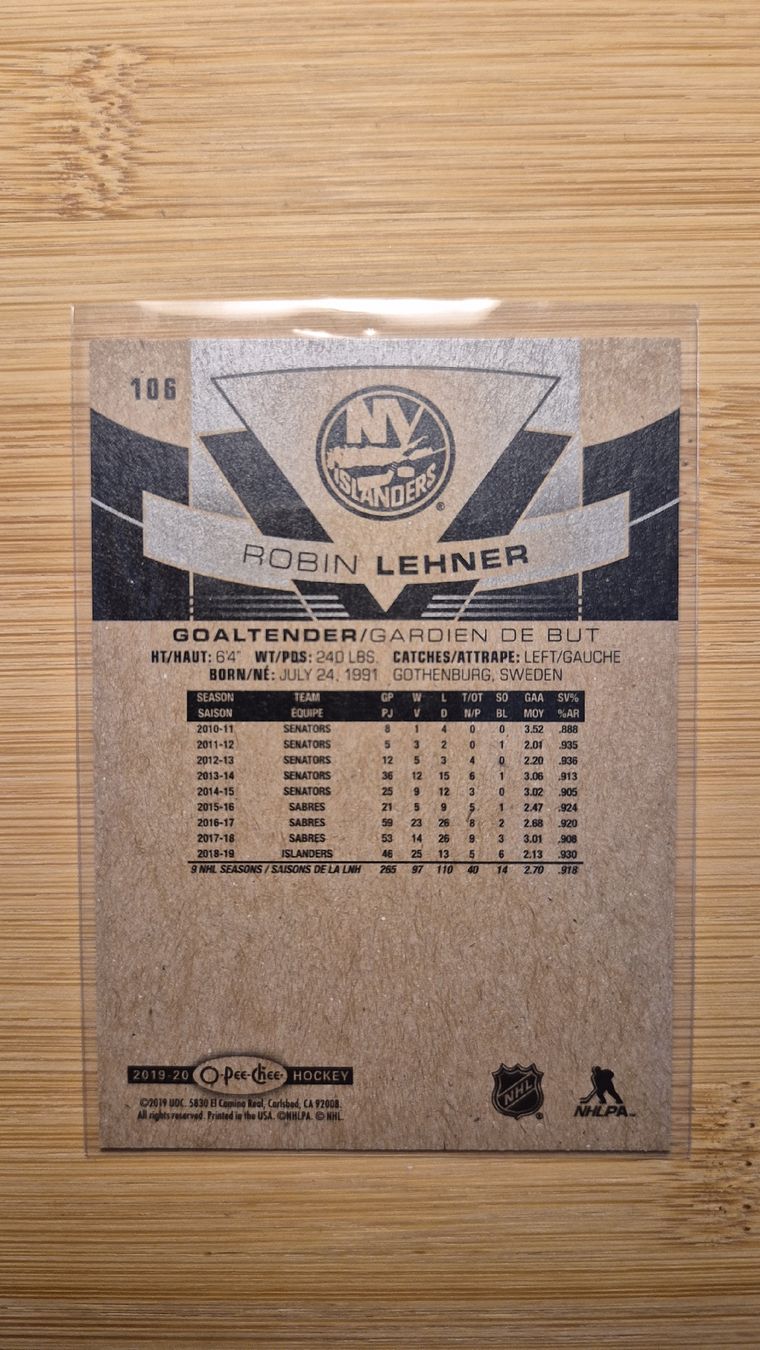 NHL Sammelbilder & Trading cards: NHL Robin Lehner NY Islanders – Gebraucht aus Bellach von IceCards-80 1
