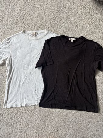 2x T-Shirts braun/Weiss Grösse S/M Leinen