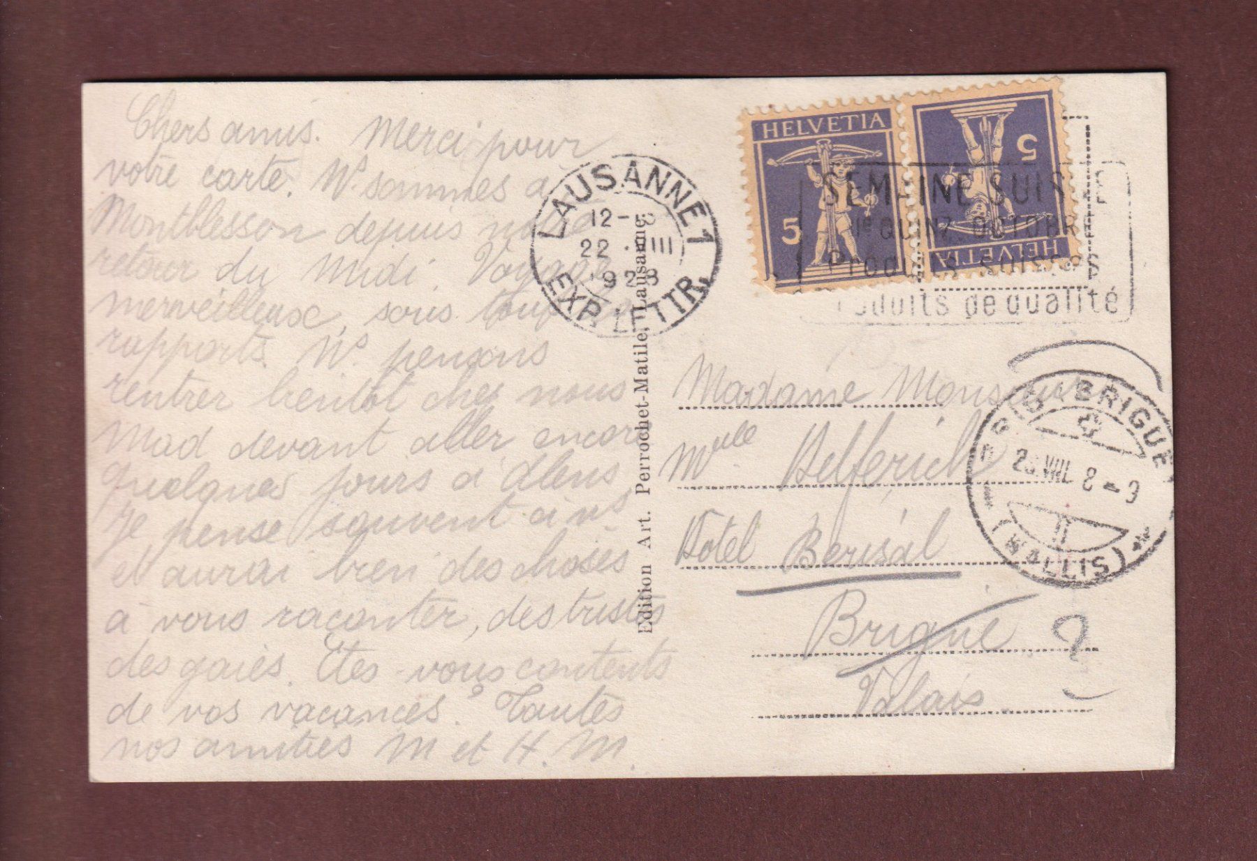 Ansichtskarten: Château de LA SARRAZ - Voie ferrées - 1928 – Gebraucht aus Pully von nicecards 1