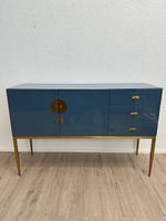 Hochglanz Sideboard in Blau mit Goldgestell