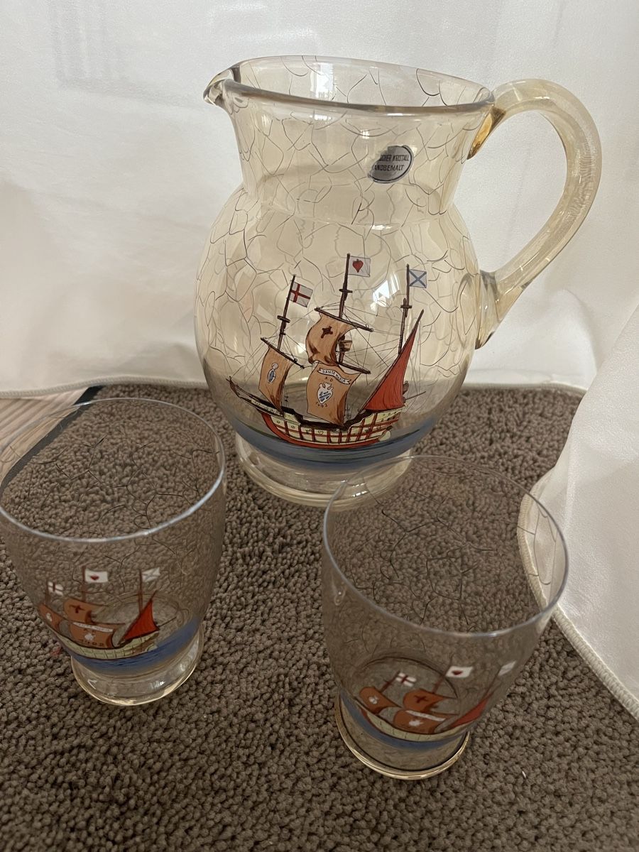 Caraffe: Böhmische Glaskaraffe Karel Palda mit 2 Gläsern – Usato da Romanshorn venduto da Apfelschuss 1
