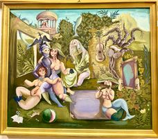 Tableau sur bois Surréaliste.  Artiste:  Schariat